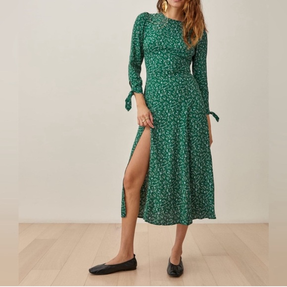 Reformation Dresses & Skirts - Reformation Zelda Crepe Midi Dress in Green Floral Size 2